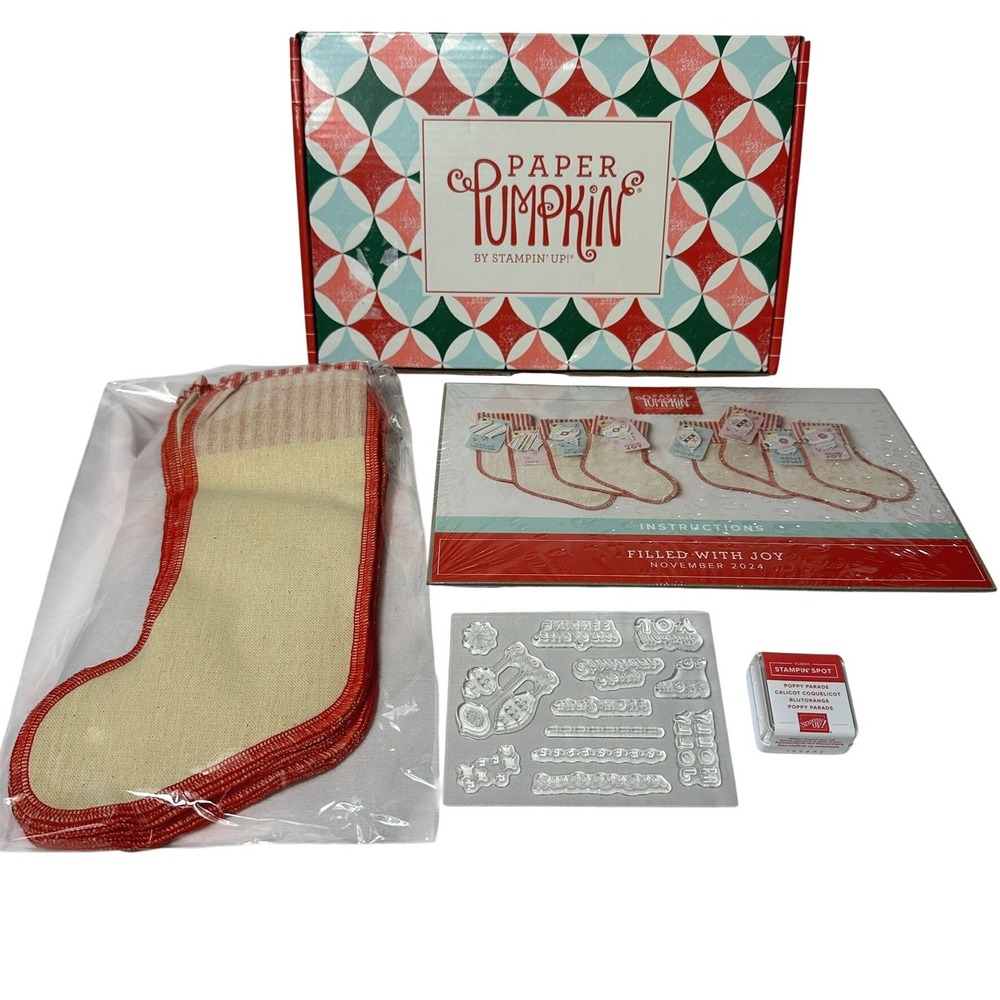 Stampin' Up Paper Pumpkin Filled With Joy November 2024 Full Kit‎ Stockings 8pc